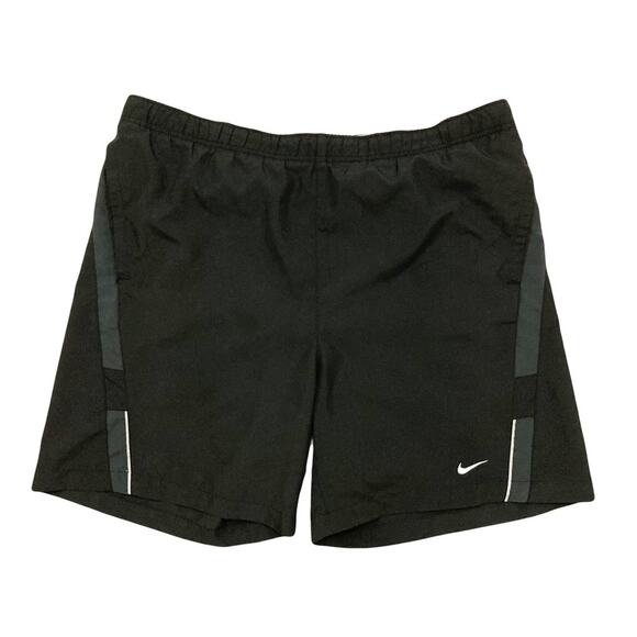 NWOT NIKE Shorts L Dri-Fit Running Black Logo 2 Pocket Lined Drawstring
